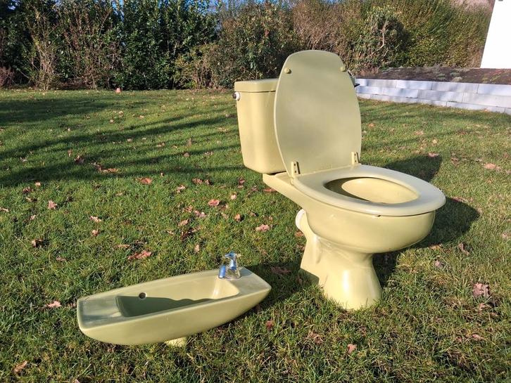 WC et lavabos vintage des années 70 Green Lime Avocado, Bricolage & Construction, Sanitaire, Toilettes, Enlèvement