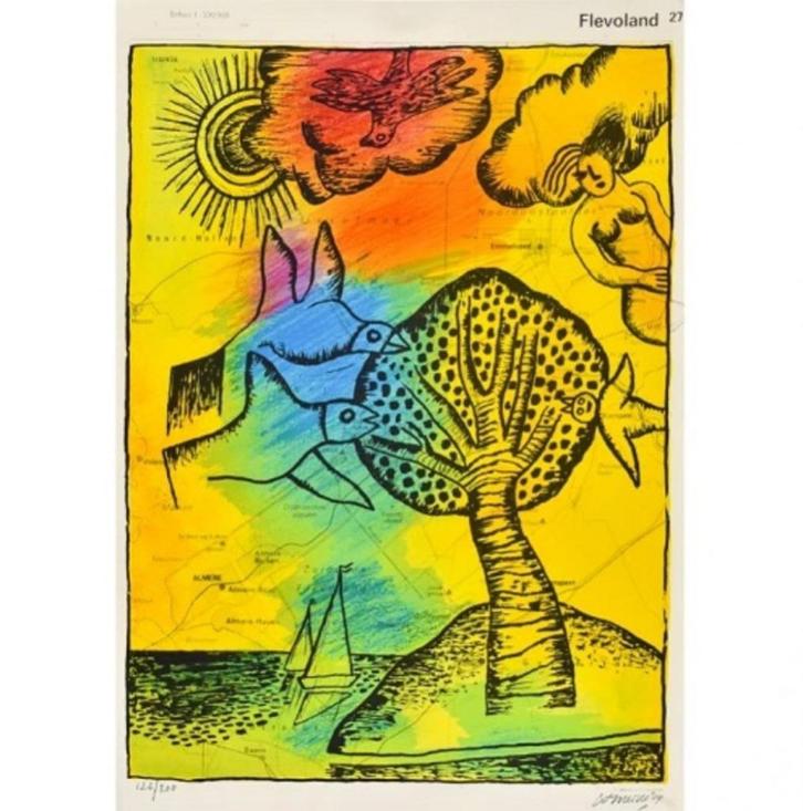 Corneille - "Flevoland", Antiek en Kunst, Kunst | Litho's en Zeefdrukken, Verzenden