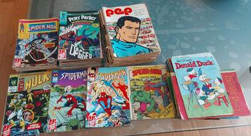 Verzameling Spiderman comics, Donald Duck weekblad en Pep