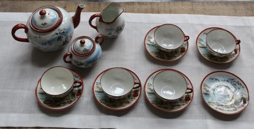 Service à thé Kutani Fine Bone China 14 pièces, peint à la m, Antiquités & Art, Antiquités | Porcelaine, Enlèvement ou Envoi