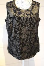 Zwart zomerbloesje met print - dames blouse - Mt 48, Comme neuf, Noir, Taille 46/48 (XL) ou plus grande, Enlèvement ou Envoi