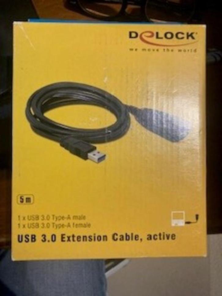 Actieve USB 3.0-verlengkabels — Delock 5 m, Computers en Software, Pc- en Netwerkkabels, Nieuw, Ophalen