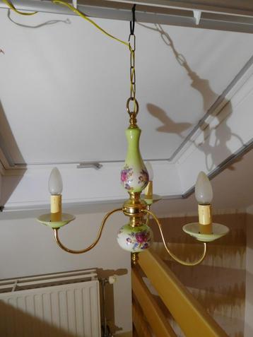 Vintage kroonluchter met 3 armen inclusief lampen beschikbaar voor biedingen