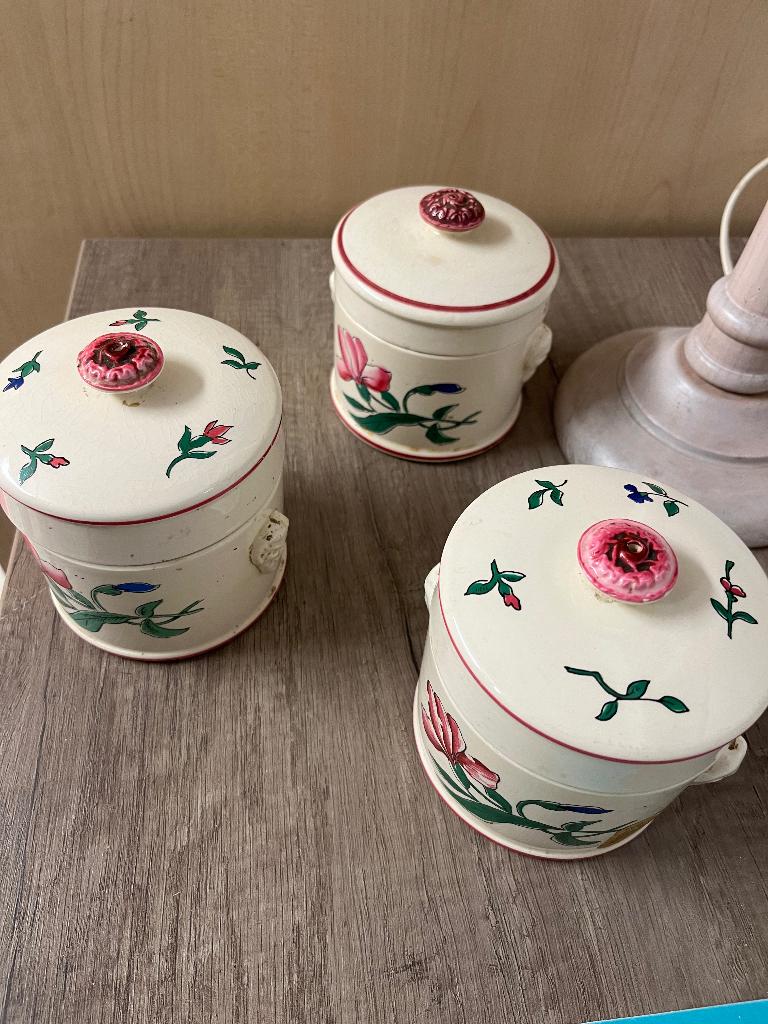 3 pots à foie gras - faïence Sarreguemines Riquewihr, Enlèvement