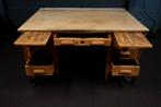 Vintage dubbele bureau in eik 150x120x80, Maison & Meubles, Bureaux, Enlèvement, Utilisé, Bureau