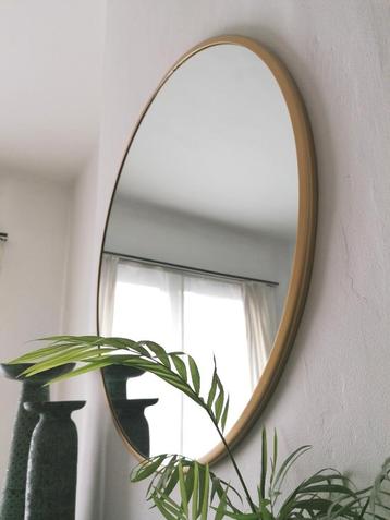 Miroir rond avec cadre doré, 71 cm