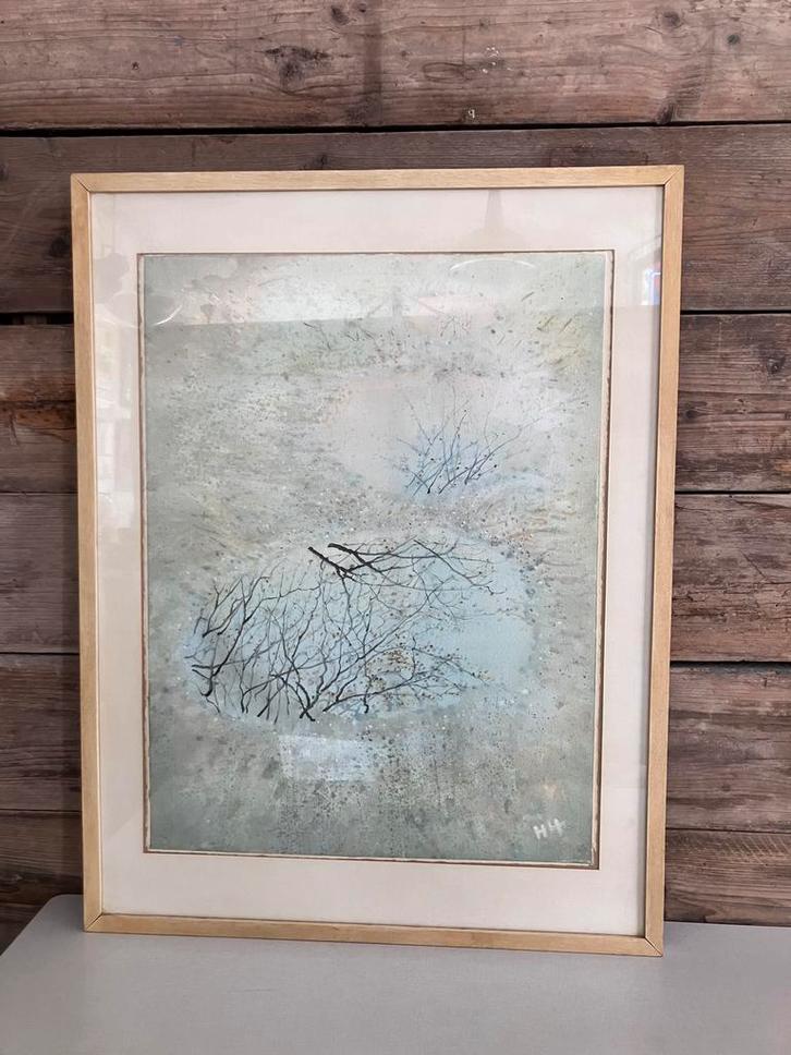 Acryl/papier Hugo Heyrman ‘Kringloop van het Water’, Antiek en Kunst, Kunst | Schilderijen | Modern, Ophalen of Verzenden