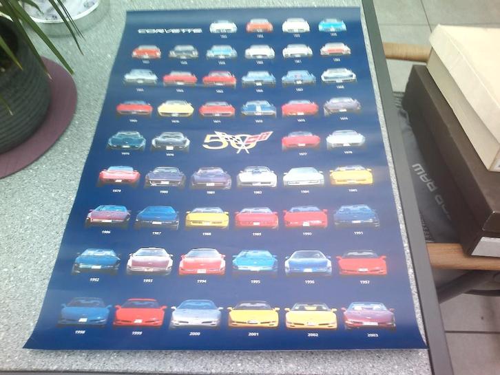 Poster 50 jaar Corvette 1953-2003., Collections, Posters & Affiches, Utilisé, Autres sujets/thèmes, Rectangulaire vertical, Enlèvement ou Envoi