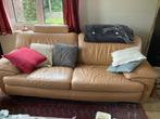leren zetel beige, Huis en Inrichting, Ophalen, Gebruikt, Driepersoons, Rechte bank