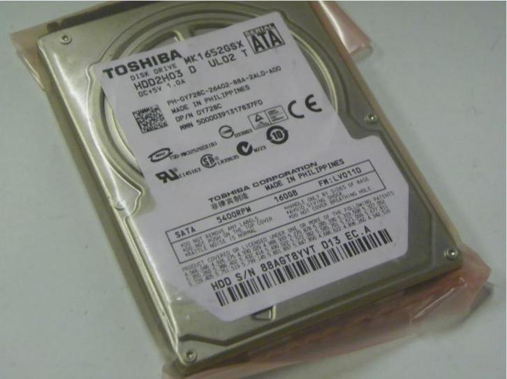 Toshiba 160GB Laptop hard disk, Computers en Software, Harde schijven, Gebruikt, Laptop, Intern, HDD, SATA, Ophalen of Verzenden