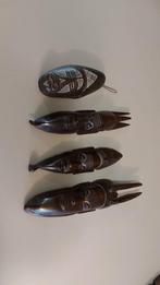 4 africaanse decoratie maskers. Ebbenhout, Antiek en Kunst, Ophalen