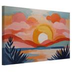 Zonsondergang Henri Matisse stijl canvas 60x40cm - 18mm., Minder dan 50 cm, Nieuw, Print, 50 tot 75 cm