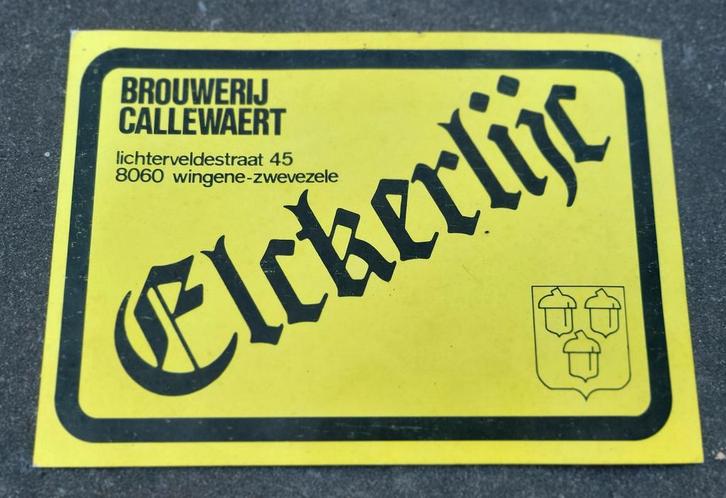 Elckerlijc publiciteitsbord Brouwerij Callewaert, Verzamelen, Biermerken, Zo goed als nieuw, Ophalen of Verzenden