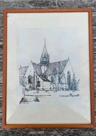 Hofstade Kerk - schets in kader  beschikbaar voor biedingen