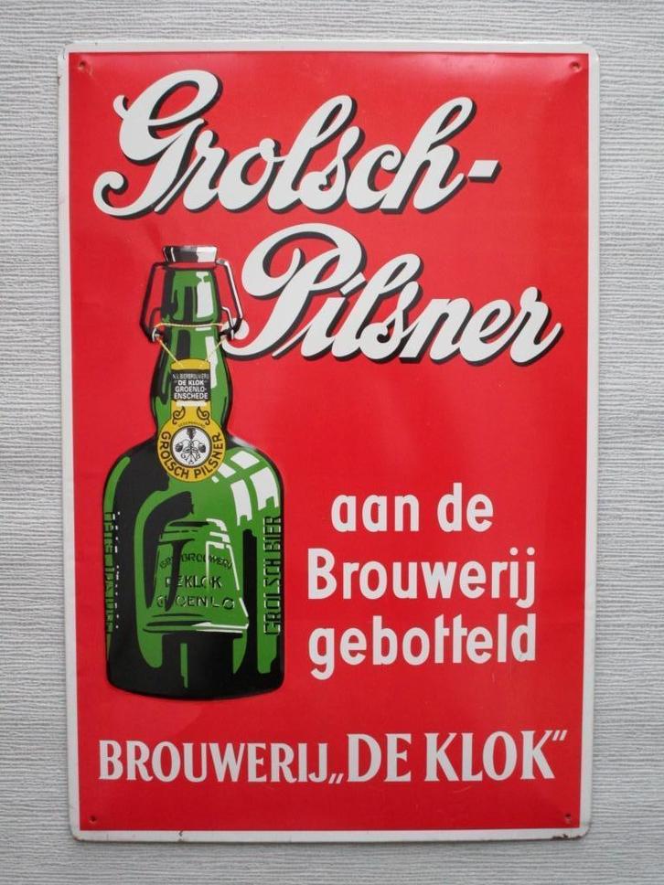 Retro Reclamebord Grolsch Pilsner, Verzamelen, Merken en Reclamevoorwerpen, Gebruikt, Reclamebord, Ophalen of Verzenden