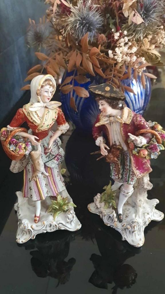 Antieke Prachtige Handbeschilderde Duitse beelden., Antiek en Kunst, Curiosa en Brocante, Verzenden