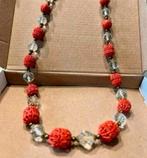 Vintage Tsjechische geslepen glaskraal early moulded ketting, Handtassen en Accessoires, Antieke sieraden, Ophalen of Verzenden