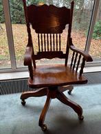 Houten bureaustoel, Huis en Inrichting, Ophalen, Gebruikt, Bruin, Bureaustoel