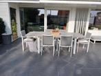 teaktafel + stoelen, Tuin en Terras, Tuinsets en Loungesets, Ophalen, 6 zitplaatsen, Aluminium, Zo goed als nieuw