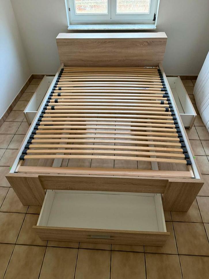 Tweepersoonsbed met opbergruimte, Huis en Inrichting, Slaapkamer | Bedden, Zo goed als nieuw, Verstelbaar, Ophalen