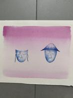 Aquarel met twee maskers, Antiek en Kunst, Ophalen