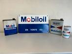 Mobiloil oude olie blikken, Verzamelen, Ophalen of Verzenden, Gebruikt, Reclamebord