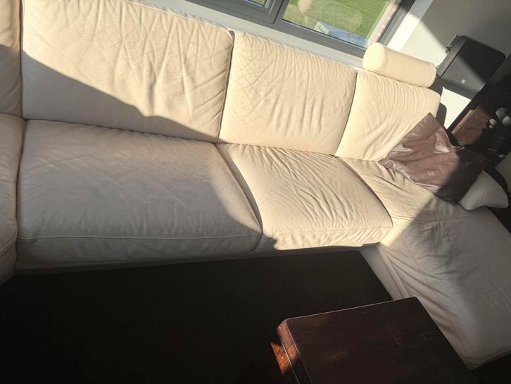 Natuzzi lederen hoeksalon, Huis en Inrichting, Zetels | Complete zithoeken, Gebruikt, Leer, Ophalen