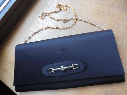 Zwarte vintage clutch/avondtasje met ketting jaren 1970, Handtassen en Accessoires, Overige Accessoires, Gebruikt, Ophalen of Verzenden