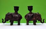 Massief bronzen olifanten kandelaars., Antiek en Kunst, Ophalen of Verzenden, Brons