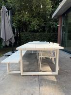Tuintafel met bank én stoelen, Tuin en Terras, Ophalen, Gebruikt, Rechthoekig, Aluminium