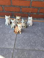 Set van 6 keramieken kattenbeeldjes - vintage decoratie, Ophalen of Verzenden