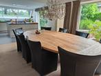 8 stijlvolle JESS eetkamerstoelen met wielen, Huis en Inrichting, Stoelen, Ophalen, Gebruikt, Bruin, Leer