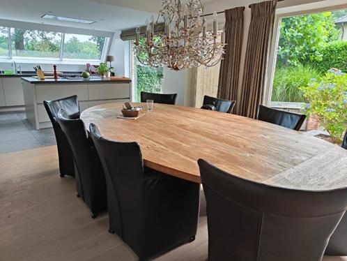 8 stijlvolle JESS eetkamerstoelen met wielen, Huis en Inrichting, Stoelen, Gebruikt, Vijf, Zes of meer stoelen, Leer, Bruin, Ophalen