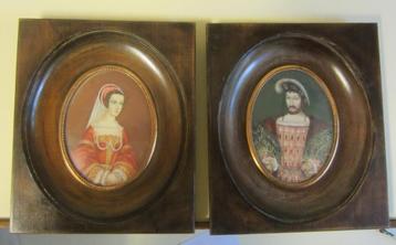antieke miniatuur koning Francois 1 & koningin Anne beschikbaar voor biedingen