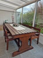 Tuinset met tafel, 2 stoelen en bank., Ophalen, 5 zitplaatsen, Gebruikt, Bank