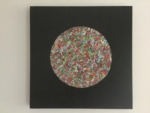 Schilderij: "AFTERGLOW". 50/50/4 cm., Antiek en Kunst, Kunst | Schilderijen | Abstract, Ophalen of Verzenden