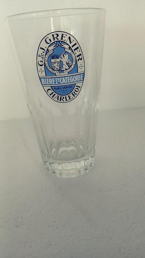 Oud G.&J. GRENIER-glas in blauw in bier 1e categorie e, Verzamelen, Biermerken, Zo goed als nieuw, Glas of Glazen, Overige merken