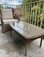Tuin-/Balkonset te Koop – 3 Stoelen + Poefjes + Tafel, Tuin en Terras, Ophalen, Gebruikt