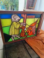 Glas in lood frans van immerseel 4 stuks, Antiek en Kunst, Ophalen