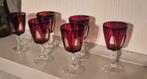 6 Feestelijke vintage robijn rode wijn glazen Luminarc, Verzamelen, Glas en Drinkglazen, Ophalen of Verzenden, Zo goed als nieuw