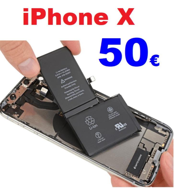 Remplacement batterie iPhone X pas cher à Bruxelles 50€, Telecommunicatie, Mobiele telefoons | Toebehoren en Onderdelen, Apple iPhone