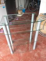 Glazen Tv-meubel of bijzettafeltje, Huis en Inrichting, Ophalen, Gebruikt, 50 tot 100 cm, Glas