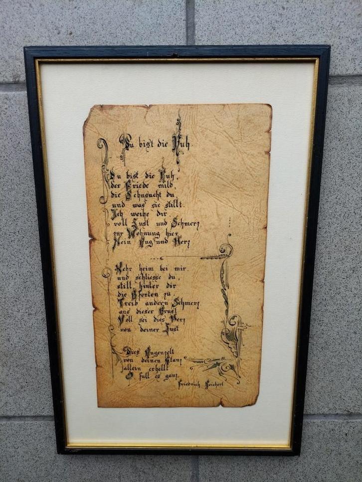 Friedrich Reichert - gedicht 'Du bist die Ruh', Antiek en Kunst, Antiek | Boeken en Manuscripten, Ophalen of Verzenden