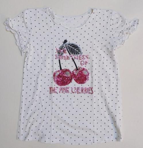Witte t-shirt van met versiering (maat 158-164), Kinderen en Baby's, Kinderkleding | Maat 158, Zo goed als nieuw, Meisje, Shirt of Longsleeve