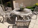Tuinset teak (ronde tafel + 4 stoelen) Hartman, Ophalen, 4 zitplaatsen, Gebruikt, Teakhout