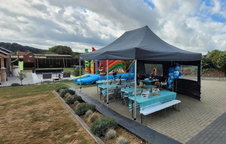 Te huur: Donkergrijze vouwtent 6x4m incl. meubilair, Hobby en Vrije tijd, Feestartikelen | Verhuur, Nieuw, Ophalen