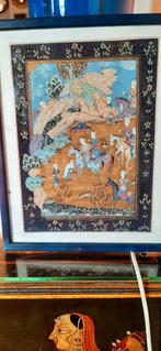 Tableau indien encadré - Peinture sur soie, Maison & Meubles, Enlèvement ou Envoi, Comme neuf