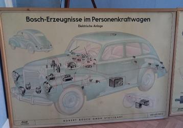  4 Oude ingelijste posters Robert Bosch wagen en motor onder beschikbaar voor biedingen