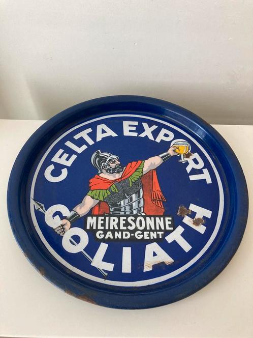Celta Export Goliath emaille plateau, Verzamelen, Biermerken, Gebruikt, Ophalen of Verzenden