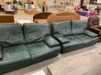 Tweezit leder - 2X - donkergroen, Huis en Inrichting, Zetels | Zetels, Ophalen, Gebruikt, 100 tot 125 cm, 150 tot 200 cm